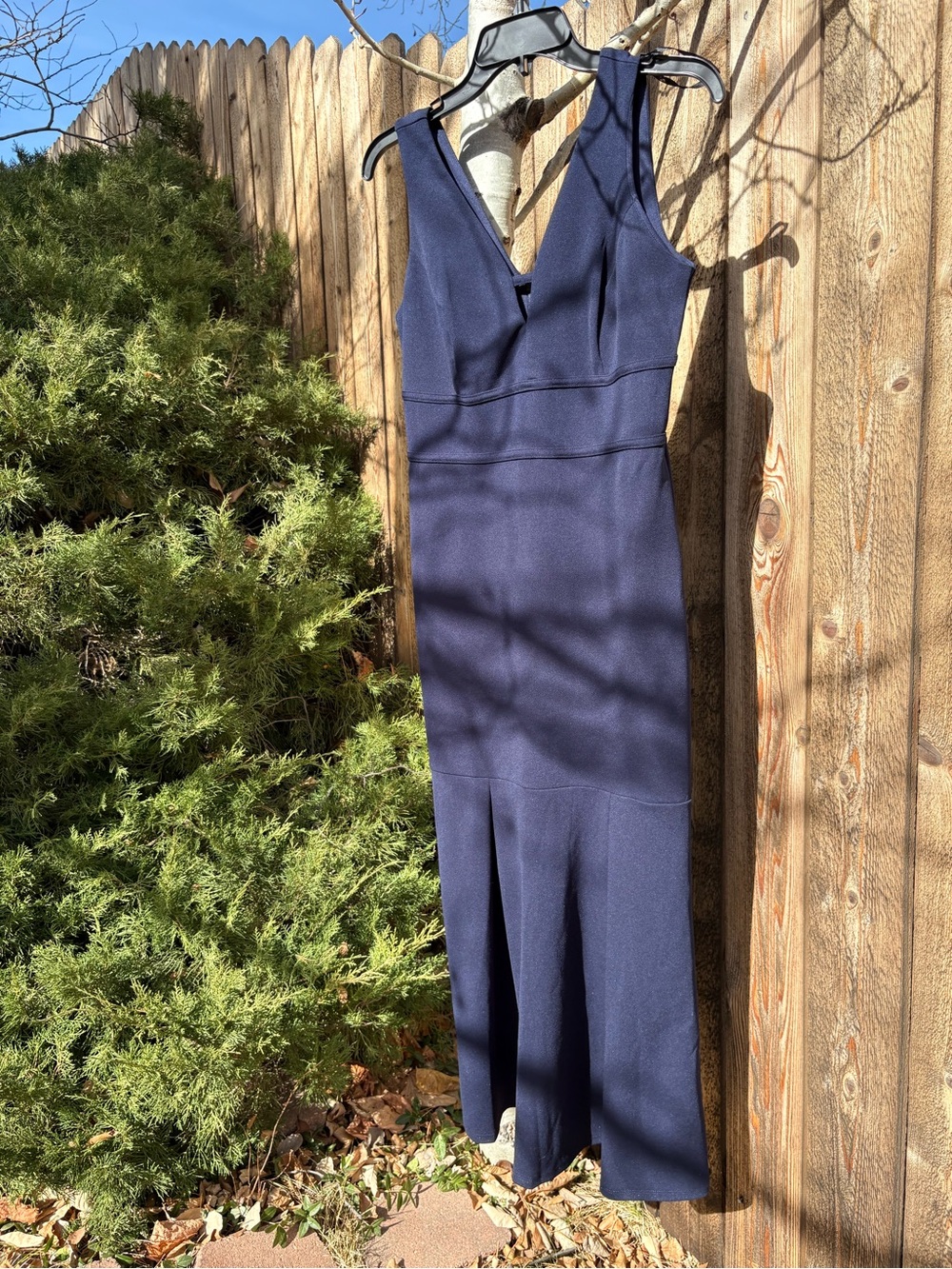 NEVER WORN Enfocus Studio Navy Evening Long Fishtail Dress V-neck womens size 8